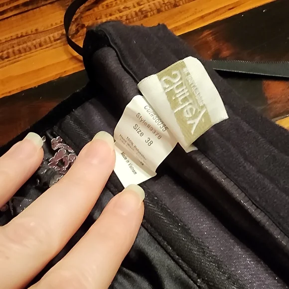 Shirley Of Hollywood Floral Embroidered Black Corset Sz 38 - Picture 5 of 5